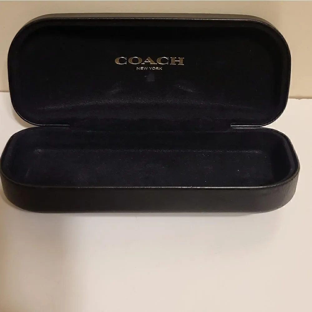 New Authentic Coach New York Black Leather Clamshell Eye/Sunglasses Case